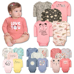 Pack 5 Bodys Bebé Niña Manga Larga Tedmimak 100% Algodón