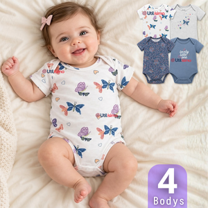 Pack 4 Bodys Manga Corta 100% Algodón Tedmimak Bebé Niña Purple