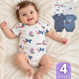 Pack 4 Bodys Manga Corta 100% Algodón Tedmimak Bebé Niña Purple
