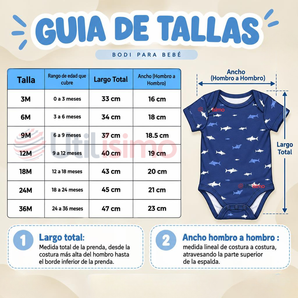 Pack 4 Bodys Manga Corta 100% Algodón Tedmimak Bebé Niño Shark