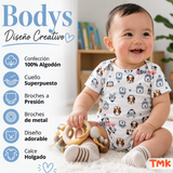 Pack 4 Bodys Manga Corta 100% Algodón Tedmimak Bebé Niño Best Pals