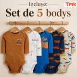 Set 5 Bodys Modelos Surtidos Manga Larga Algodón Niño