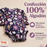 Pack 4 Bodys Manga Larga %100 Algodón Tedmimak Niña Little Violet