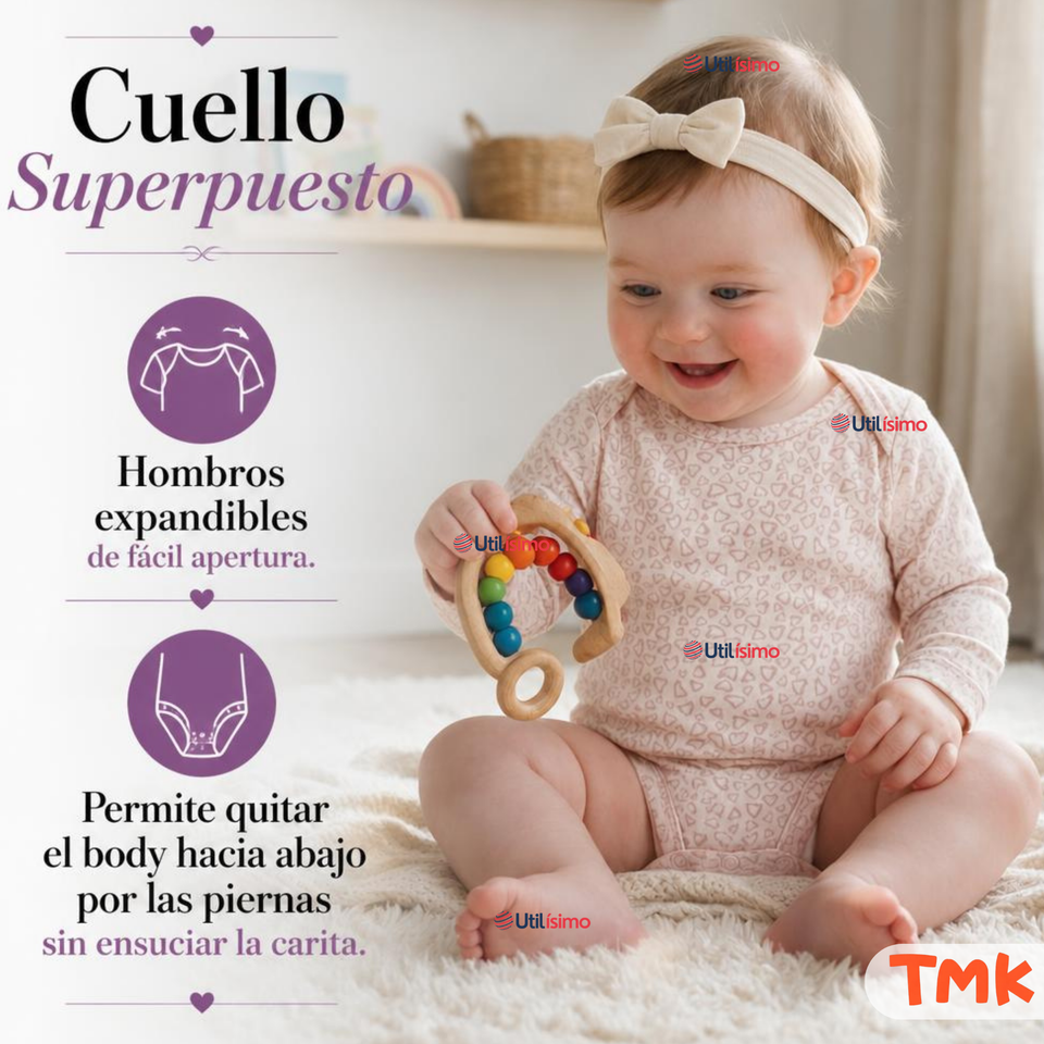Pack 4 Bodys Manga Larga %100 Algodón Tedmimak Niña Little Violet