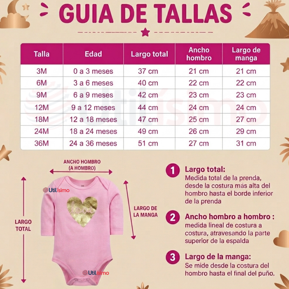 Pack 4 Bodys Manga Larga %100 Algodón Tedmimak Niña Baby Pink