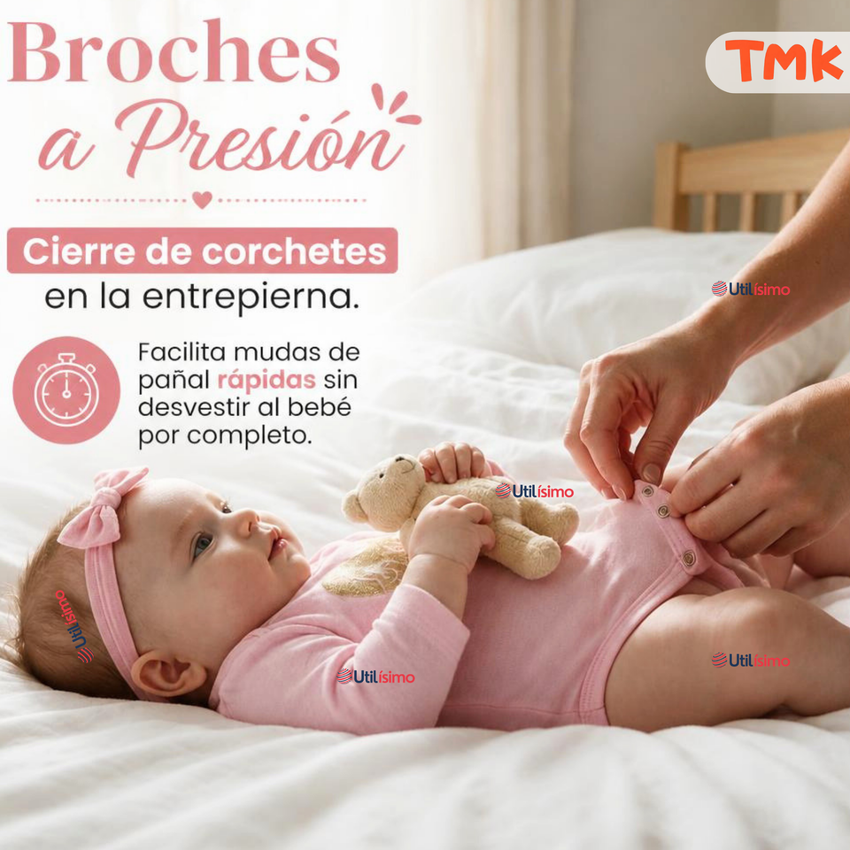 Pack 4 Bodys Manga Larga %100 Algodón Tedmimak Niña Baby Pink