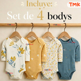 Pack 4 Bodys Manga Larga %100 Algodón Tedmimak Niña Baby sunny