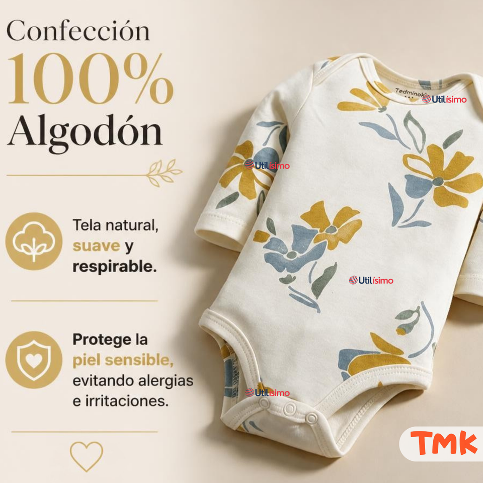 Pack 4 Bodys Manga Larga %100 Algodón Tedmimak Niña Baby sunny
