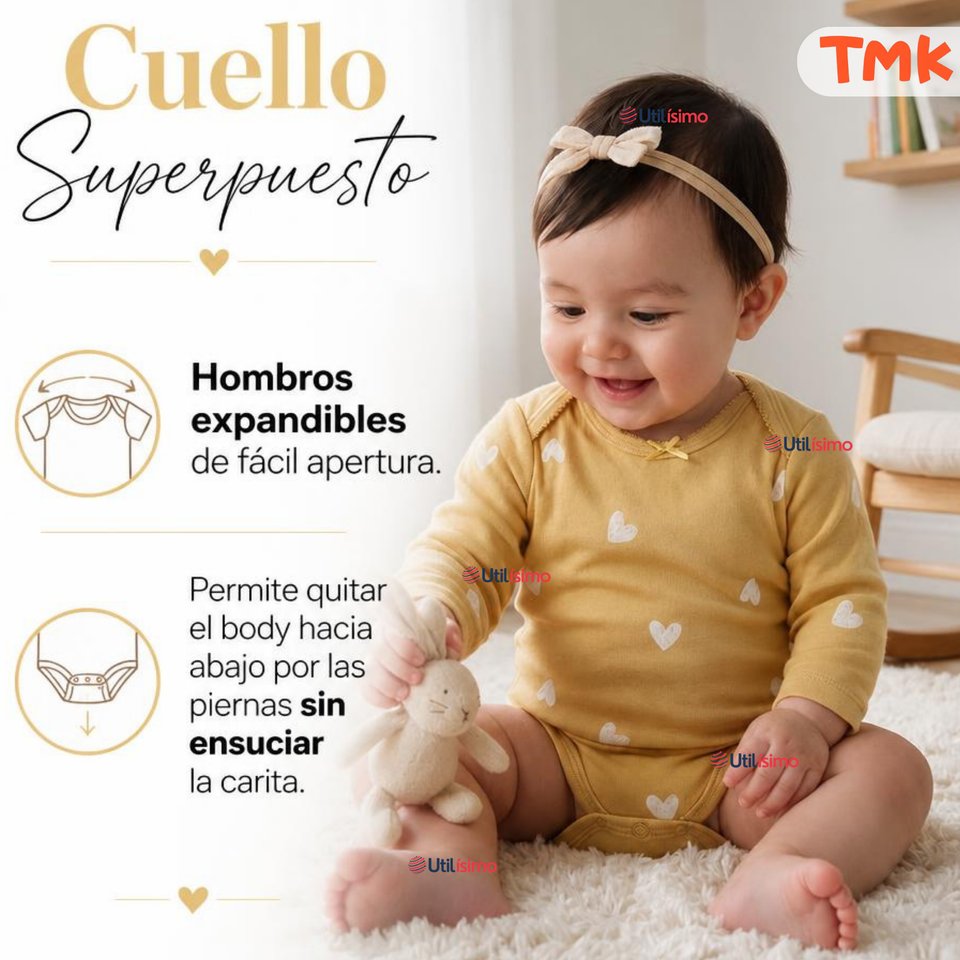 Pack 4 Bodys Manga Larga %100 Algodón Tedmimak Niña Baby sunny