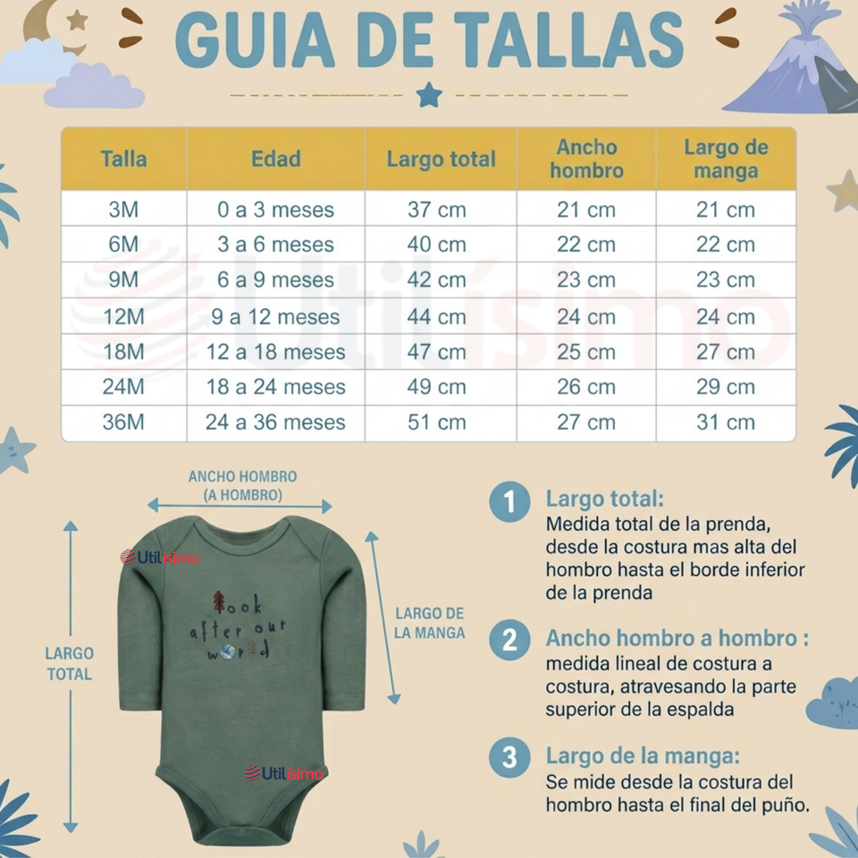 Pack 4 Bodys Manga Larga %100 Algodón Tedmimak Niño Baby Dino