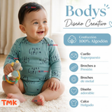 Pack 4 Bodys Manga Larga %100 Algodón Tedmimak Niño Baby Dino