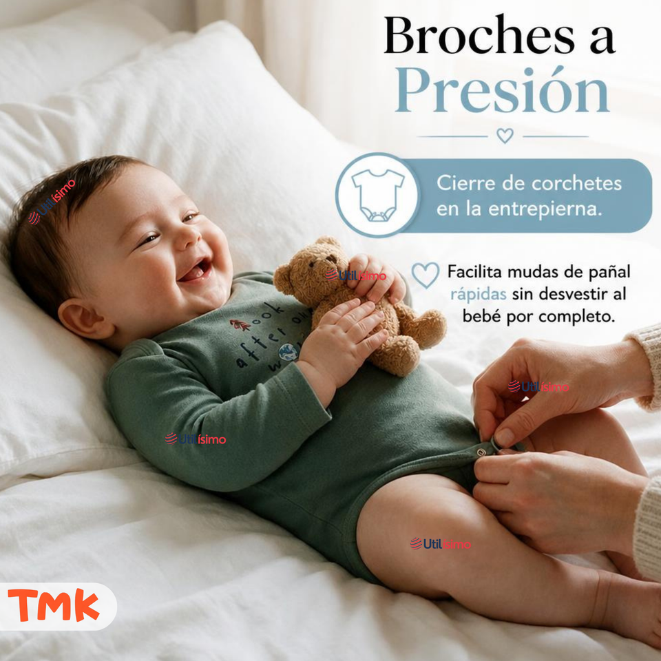 Pack 4 Bodys Manga Larga %100 Algodón Tedmimak Niño Baby Dino