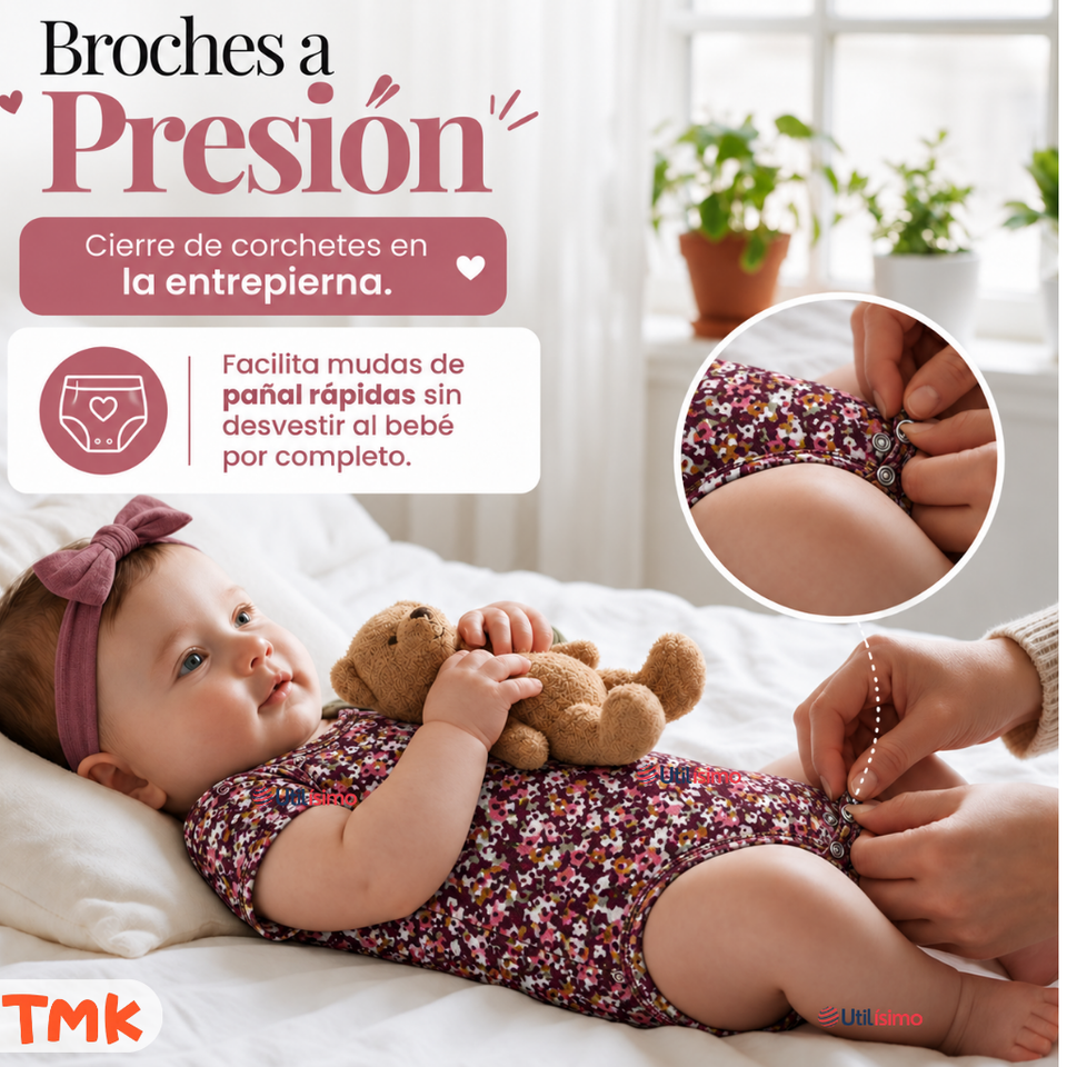 Pack 4 Bodys Manga Corta 100% Algodón Tedmimak Bebé Niña Violet