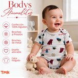 Pack 4 Bodys Manga Corta 100% Algodón Tedmimak Bebé Niño Forest