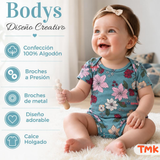Pack 4 Bodys Manga Corta 100% Algodón Tedmimak Bebé Niña Flower