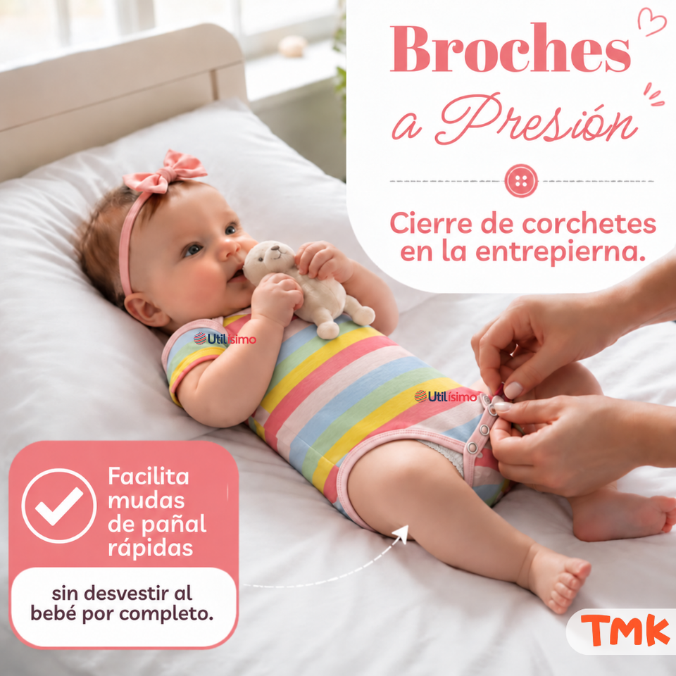 Pack 4 Bodys Manga Corta 100% Algodón Tedmimak Bebé Niña So Pink