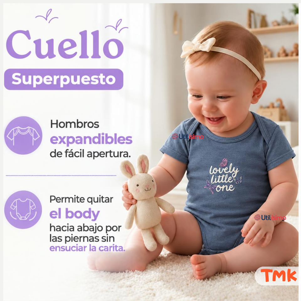 Pack 4 Bodys Manga Corta 100% Algodón Tedmimak Bebé Niña Purple