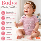 Pack 4 Bodys Manga Corta 100% Algodón Tedmimak Bebé Niña Baby Pink