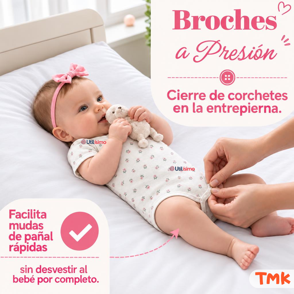 Pack 4 Bodys Manga Corta 100% Algodón Tedmimak Bebé Niña Baby Pink