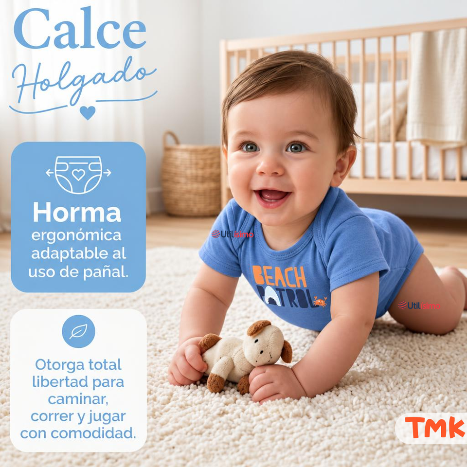 Pack 4 Bodys Manga Corta 100% Algodón Tedmimak Bebé Niño Shark