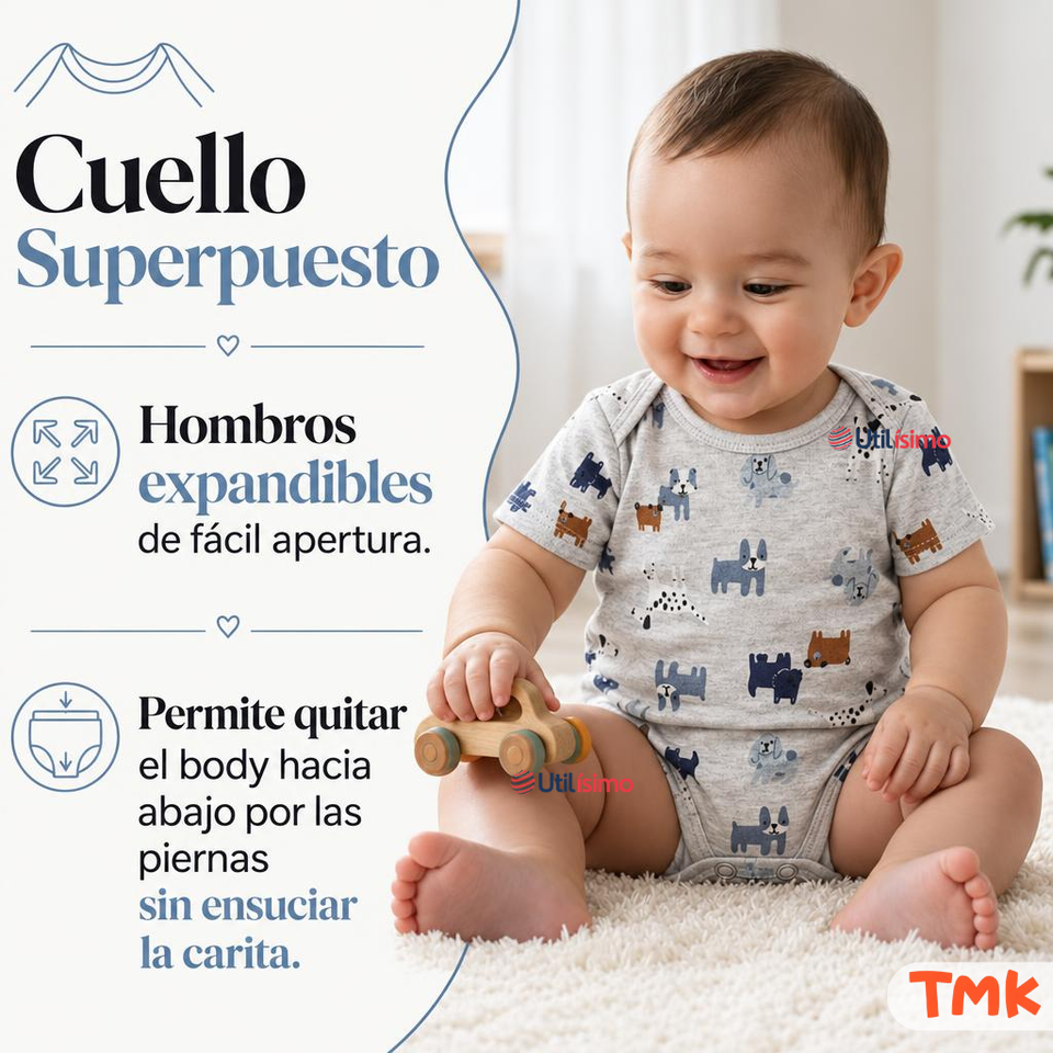 Pack 4 Bodys Manga Corta 100% Algodón Tedmimak Bebé Niño Best Pals