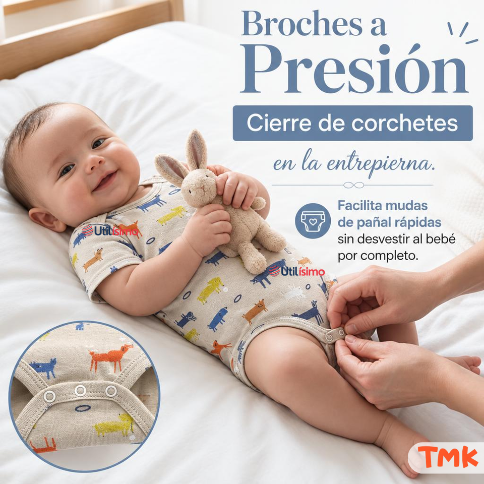 Pack 4 Bodys Manga Corta 100% Algodón Tedmimak Bebé Niño Best Pals