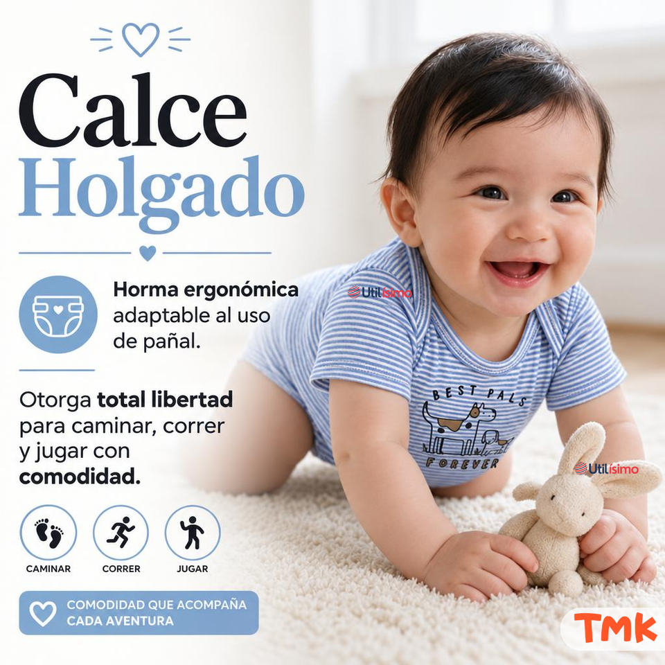 Pack 4 Bodys Manga Corta 100% Algodón Tedmimak Bebé Niño Best Pals