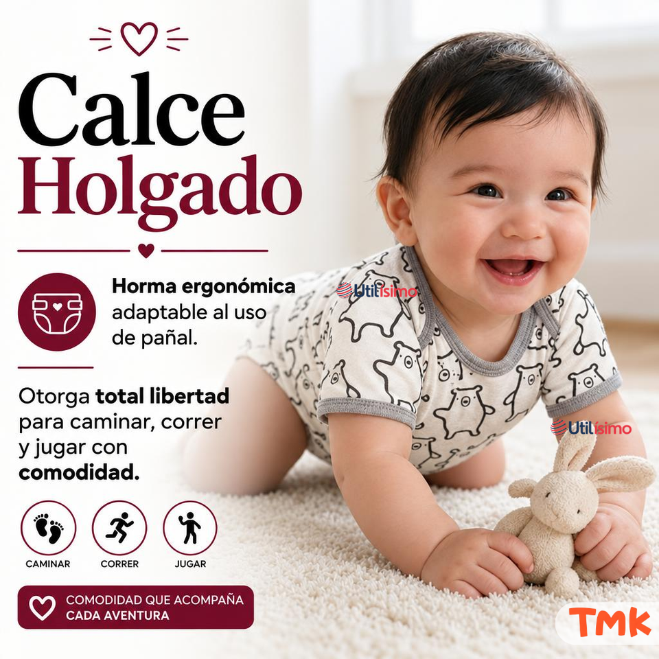 Pack 4 Bodys Manga Corta 100% Algodón Tedmimak Bebé Niño Bear