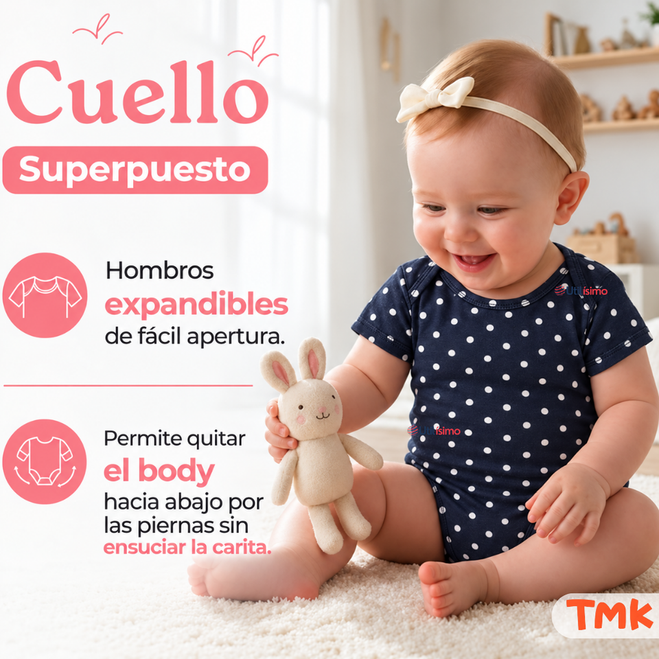 Pack 5 Bodys Manga Corta 100% Algodón Tedmimak Bebé Niña Garden