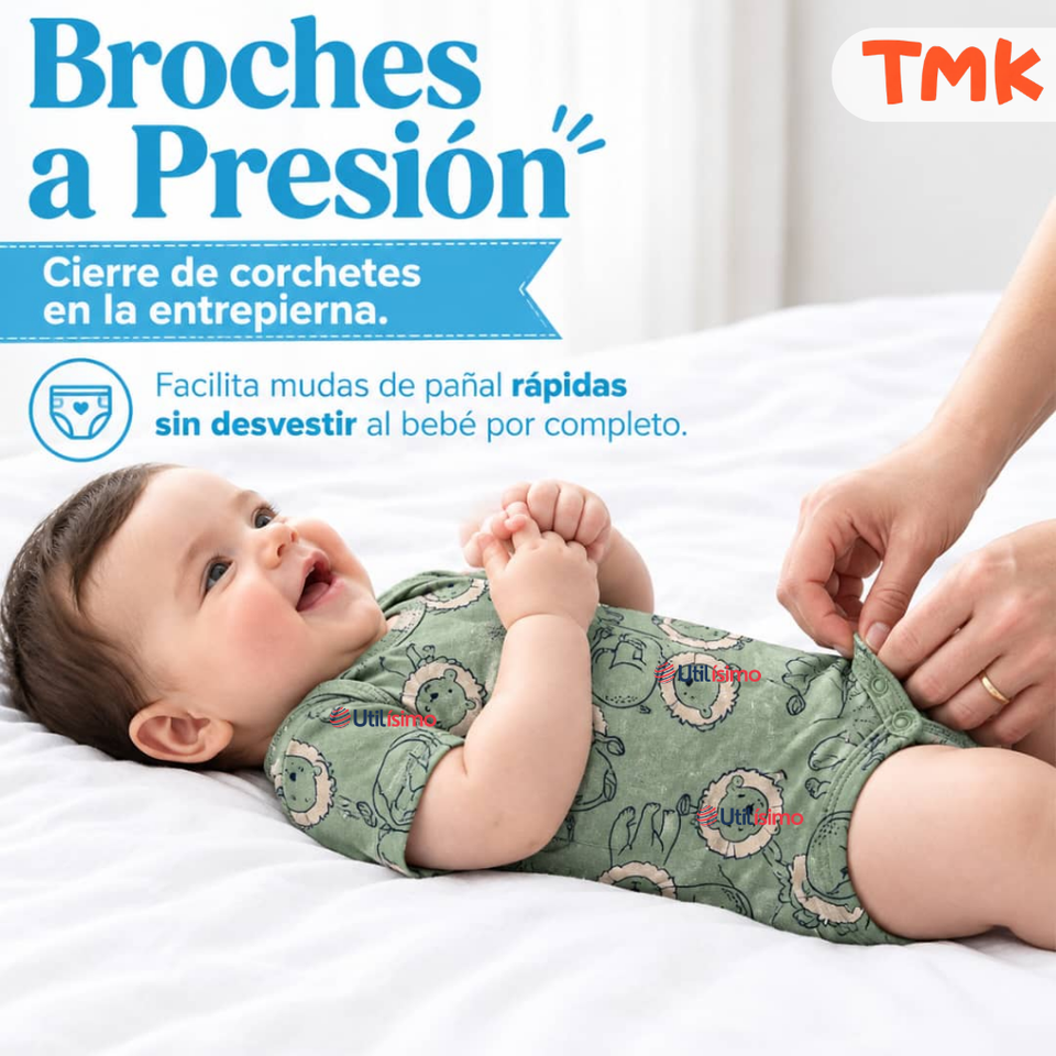 Pack 5 Bodys Manga Corta 100% Algodón Tedmimak bebé Niño Animals