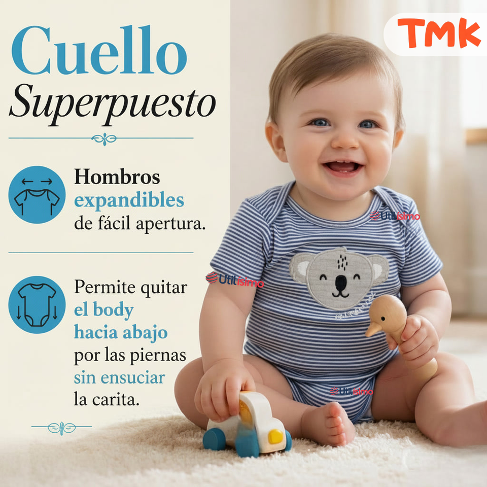 Pack 5 Bodys Manga Corta 100% Algodón Tedmimak bebé Niño Animals