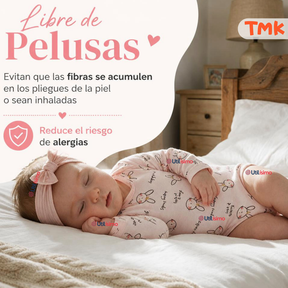 Pack 5 Bodys Manga Larga %100 Algodón Tedmimak Niña Baby Pink