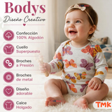 Pack 5 Bodys Manga Larga %100 Algodón Tedmimak Niña Pink Flowers