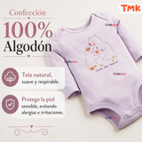 Pack 5 Bodys Manga Larga %100 Algodón Tedmimak Niña Pink Flowers