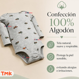 Set 5 Bodys Modelos Surtidos Manga Larga Algodón Niño