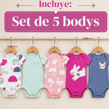 Pack 5 Bodys Manga Corta 100% Algodón Tedmimak Bebé Niña Bunny