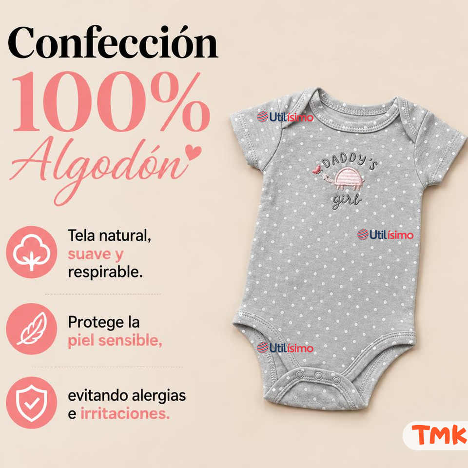 Pack 5 Bodys Manga Corta 100% Algodón Tedmimak Bebé Niña Flowers