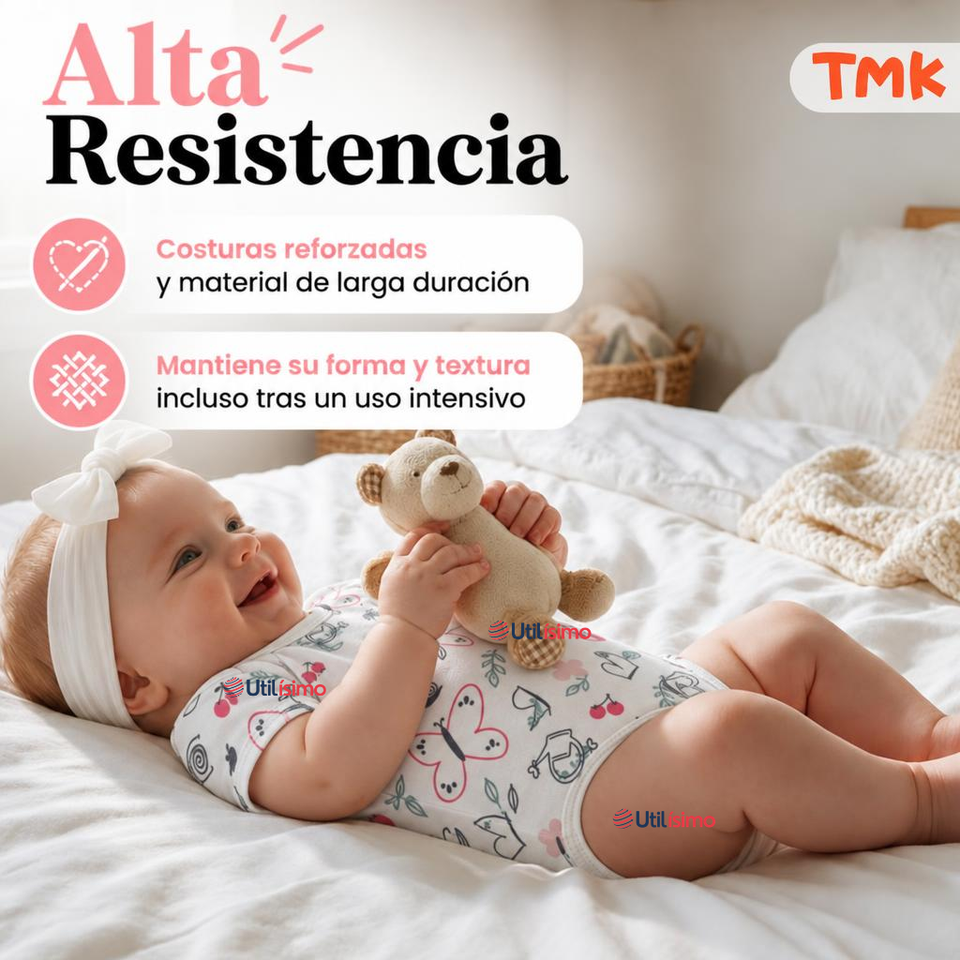 Pack 5 Bodys Manga Corta 100% Algodón Tedmimak Bebé Niña Flowers