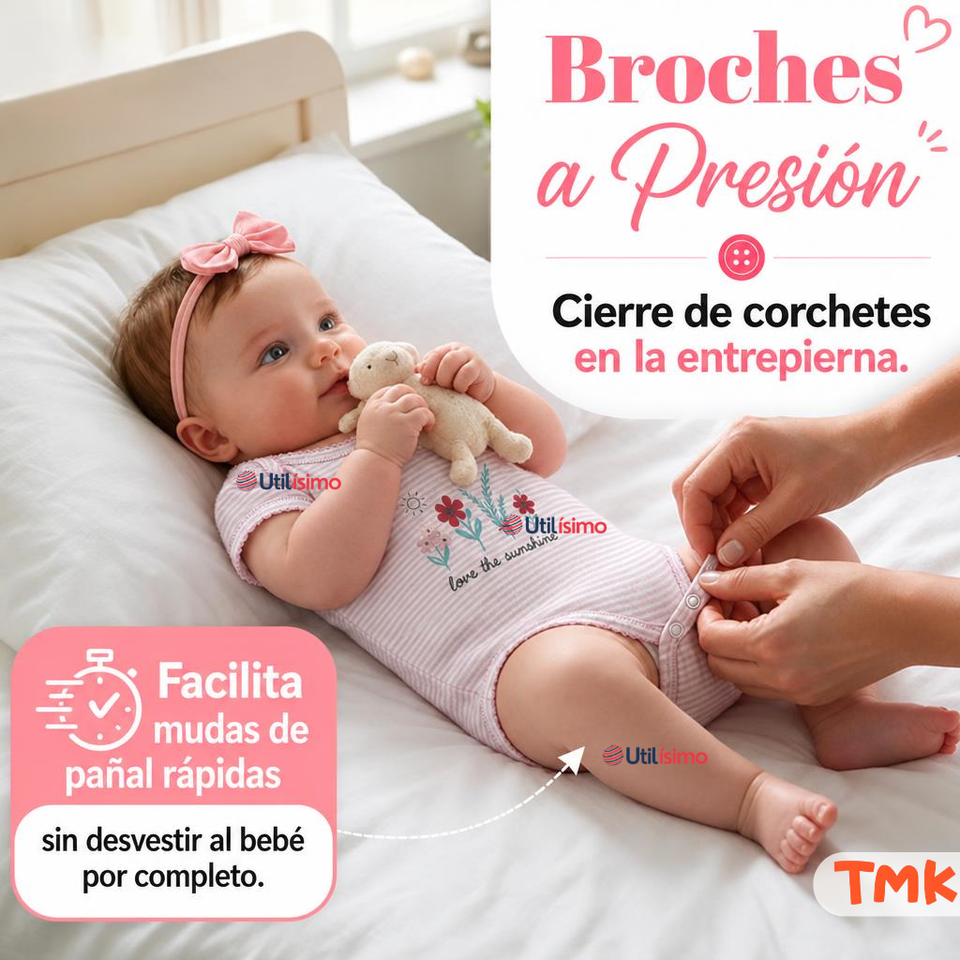 Pack 5 Bodys Manga Corta 100% Algodón Tedmimak Bebé Niña Flowers