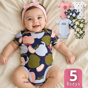 Pack 5 Bodys Manga Corta 100% Algodón Tedmimak Bebé Niña Color Cake