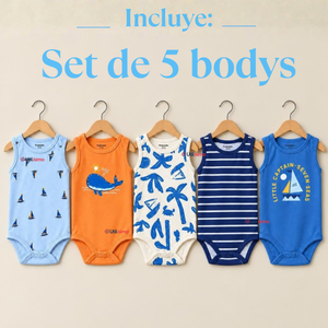 Pack 5 Bodys Sin Mangas 100% Algodón Tedmimak Bebé Niño Sun