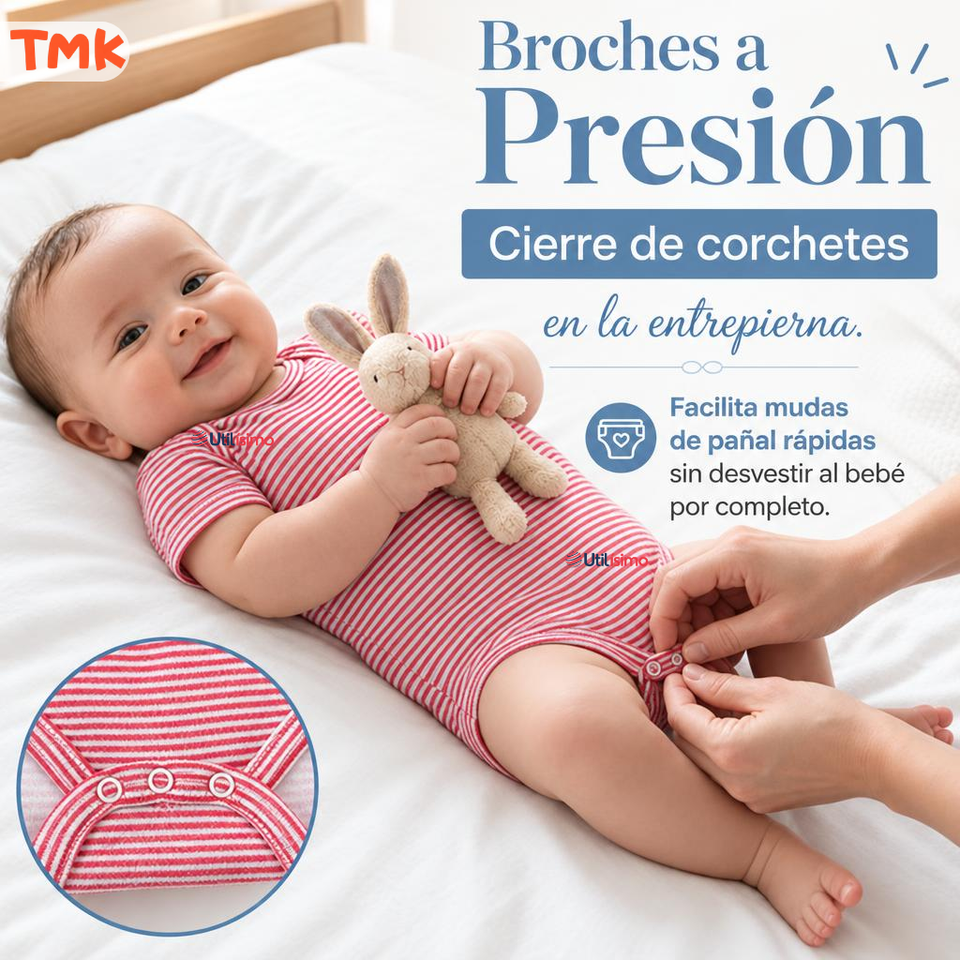 Pack 5 Bodys Manga Corta 100% Algodón Tedmimak Bebé Niño Bear
