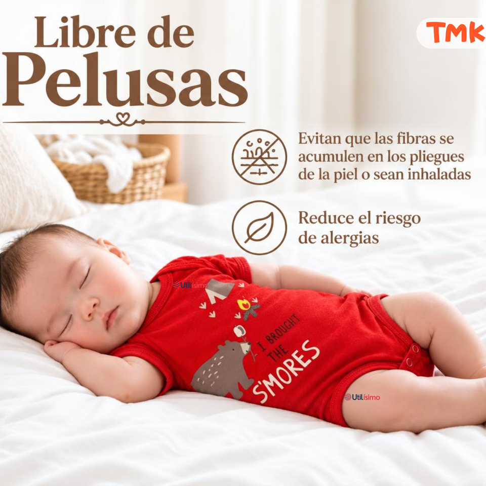 Pack 5 Bodys Manga Corta 100% Algodón Tedmimak Bebé Niño Forest