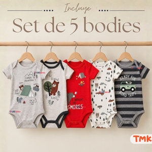 Pack 5 Bodys Manga Corta 100% Algodón Tedmimak Bebé Niño Forest