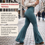 Pantalón Cotelé Palazzo Polar Con Chiporro Elasticado Térmico Verde Agua