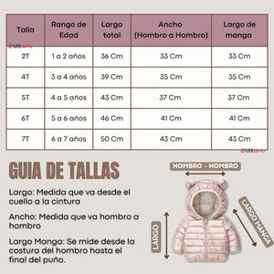 Parka Bebé Niña Rosada Térmica Acolchada Con Orejitas Beautiful Pink