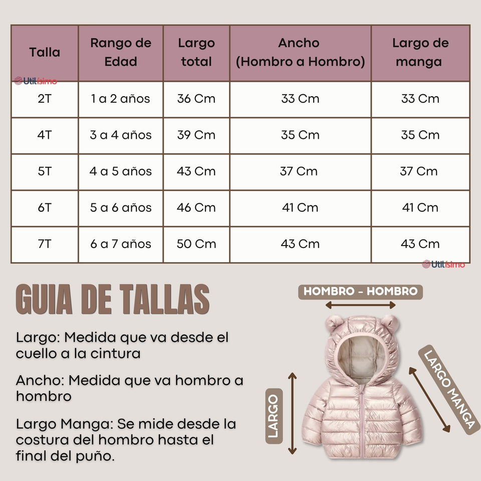 Parka Bebé Niña Rosada Térmica Acolchada Con Orejitas Beautiful Pink