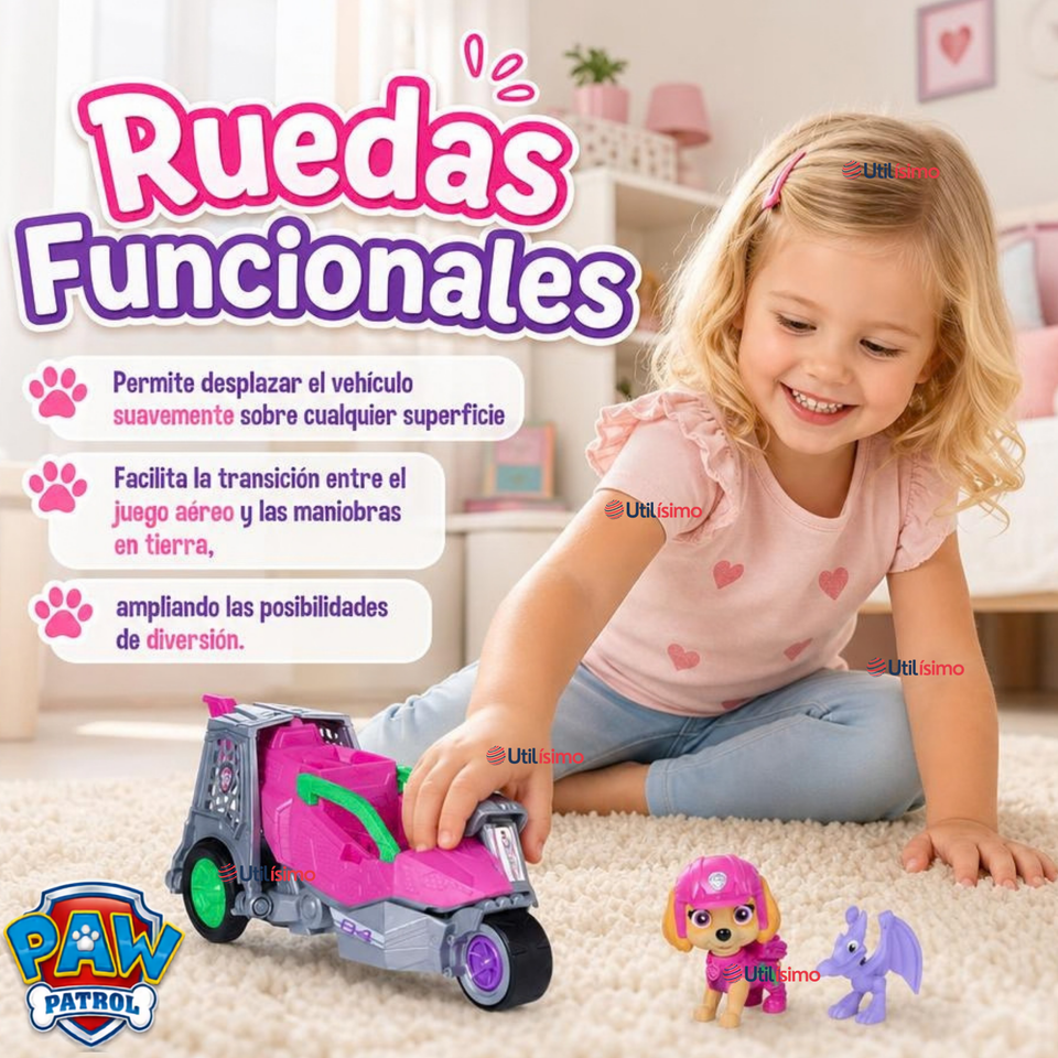 Paw Patrol Dino Movie Vehiculo Skye Juguete Infantil Niña