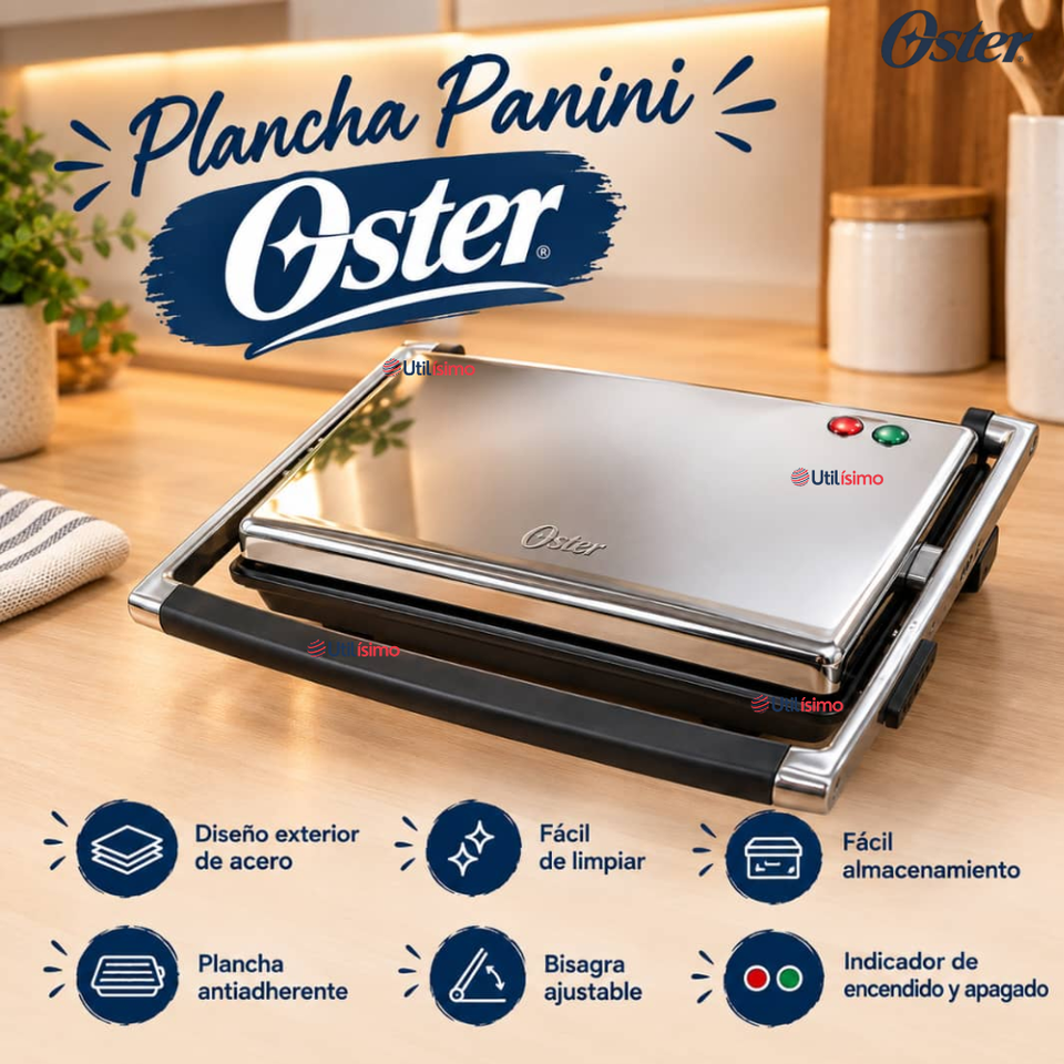 Plancha panini Oster® de superficie plana CKSTSM3884 Antiadherente