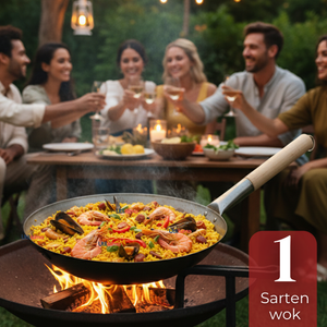 Sartén Wok Tradicional Chino De 37cm Acero Al Carbono